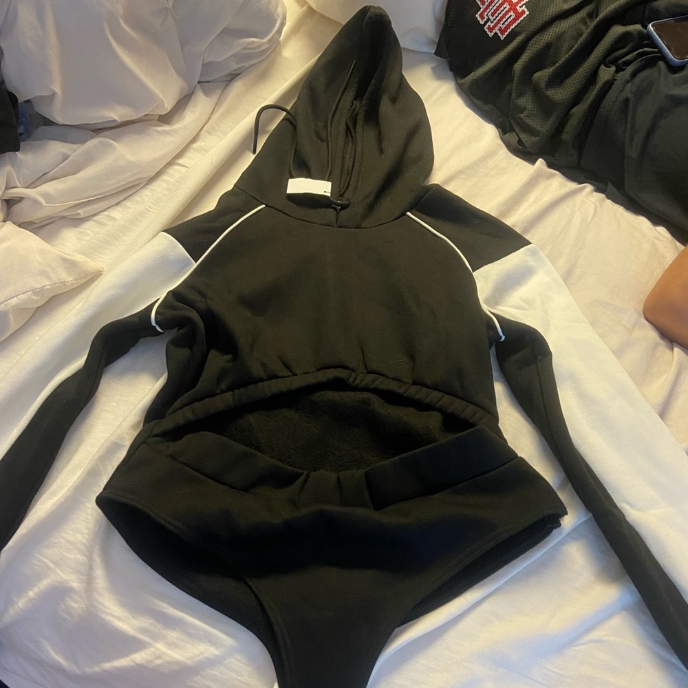 Black and white sweater bodysuit